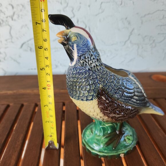 Vintage 1950s Ball Bros Ceramic Quail Bird Figurine Planter Vase 7.3" Tall - Picture 10 of 13